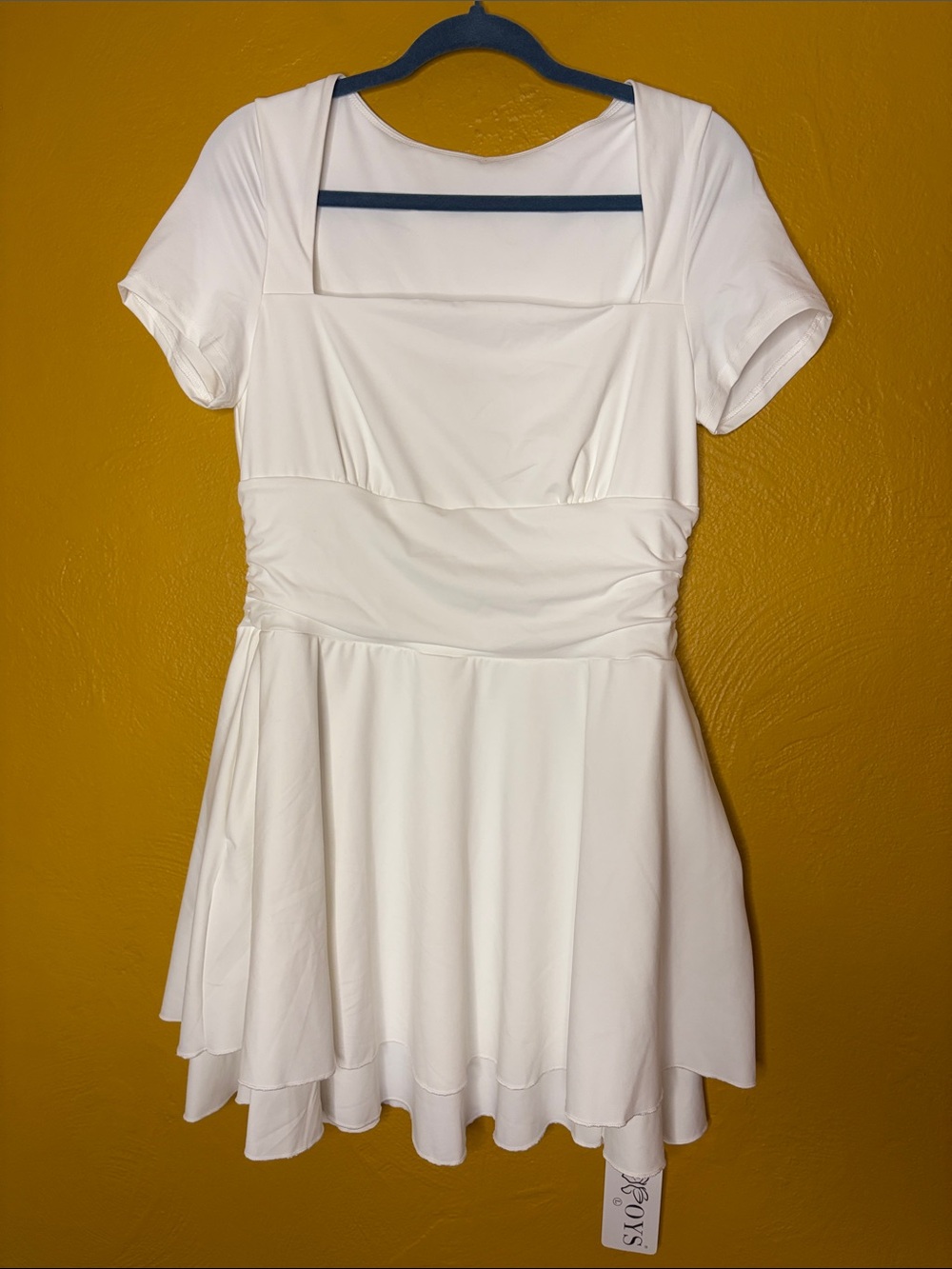 OYS NWT White Square-Neck Short Sleeve Skater Dress Extra Large Butter Soft